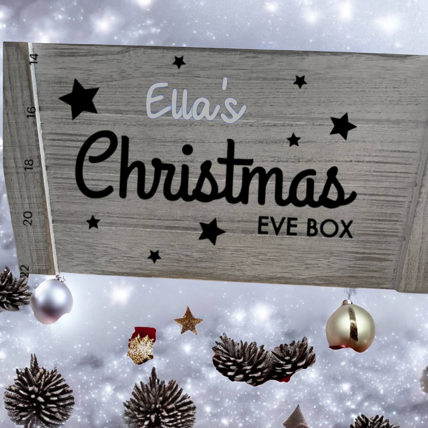 Grey Wash Christmas Eve Crate Personalisd