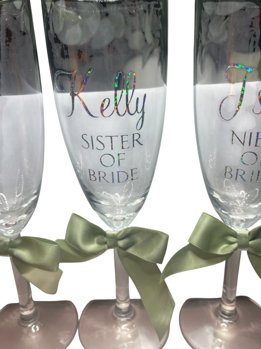 Wedding prom special event personalised glass flute