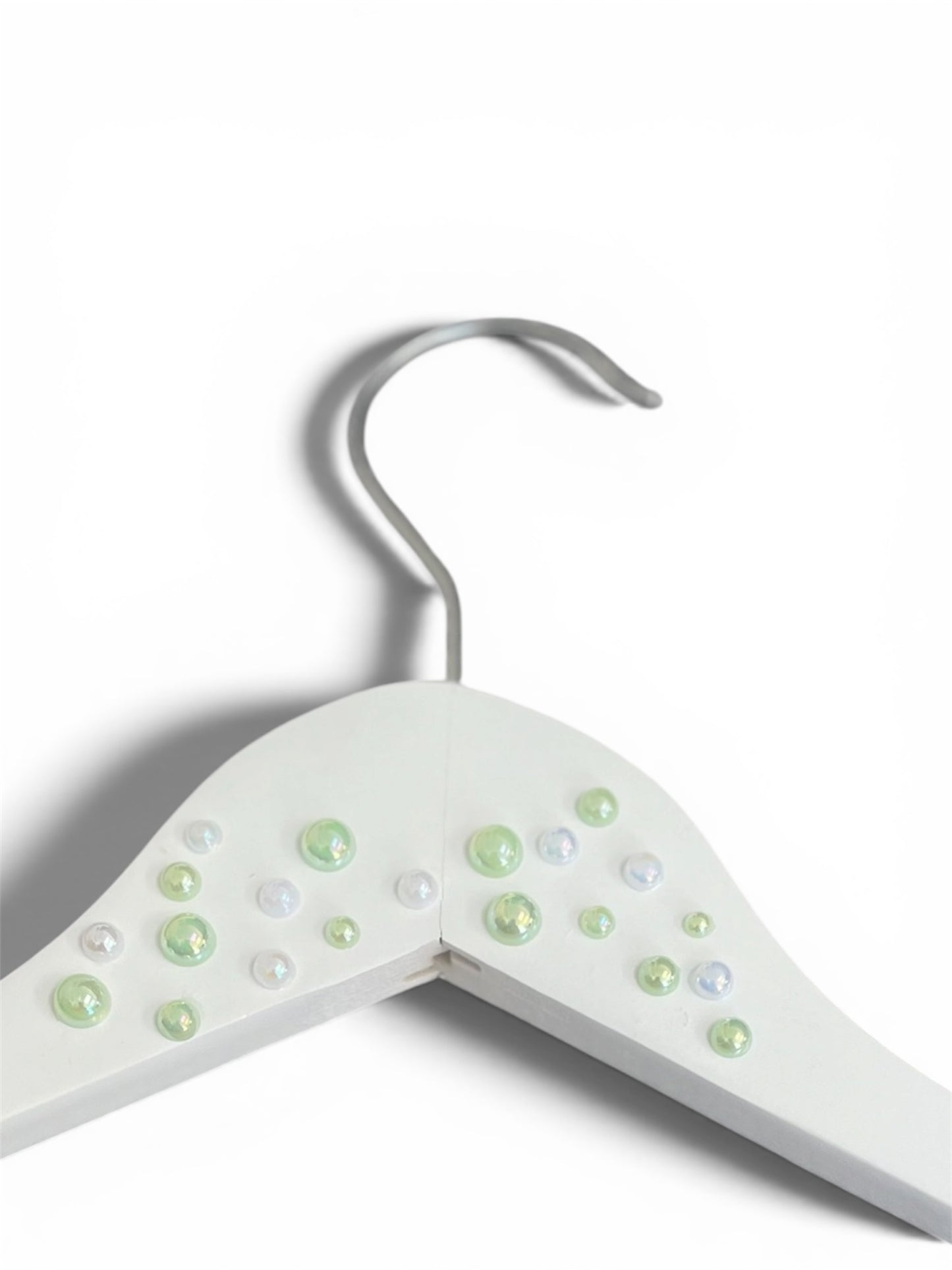 Pearl Sage and White Personalised Wedding Hangers