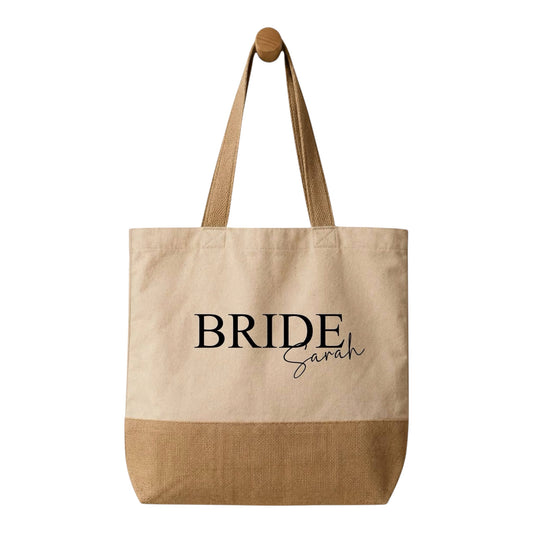 Bride large canvas bag personalised
