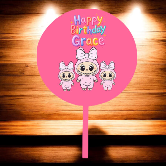 Monster painted Acrylic cake topper