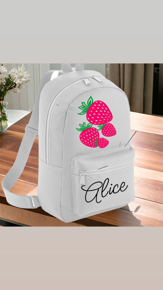 Strawberry Rucksack and matching Cup Personalised