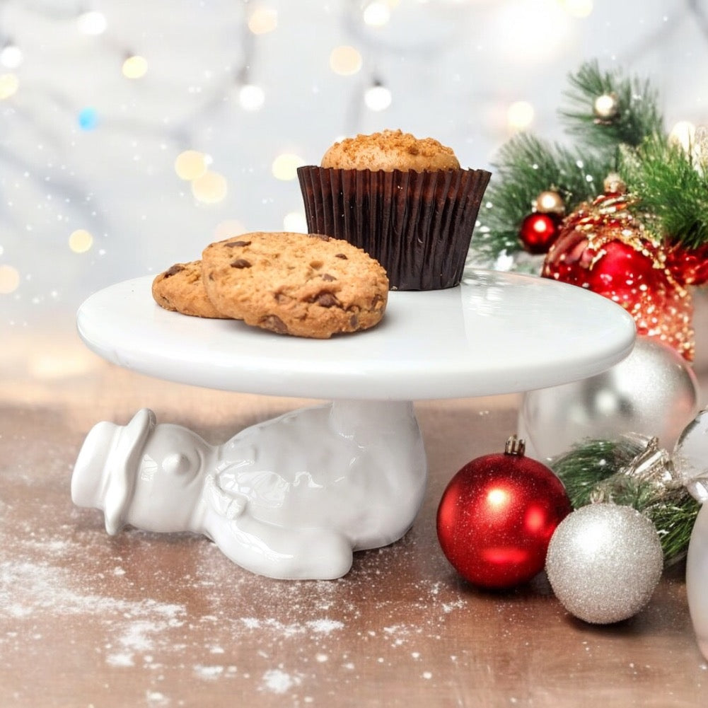 Snowman Ceramic Cake Stand