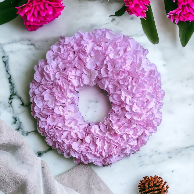 Artificial Pink Hydrangea Wreath