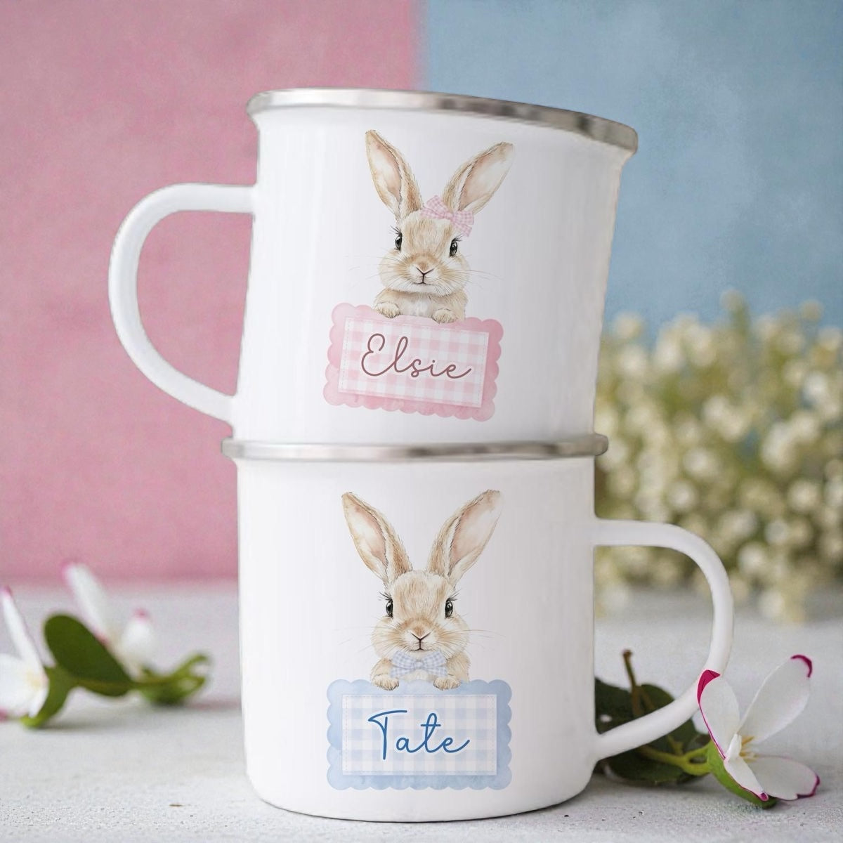 Enamel Personalised Bunny Cups