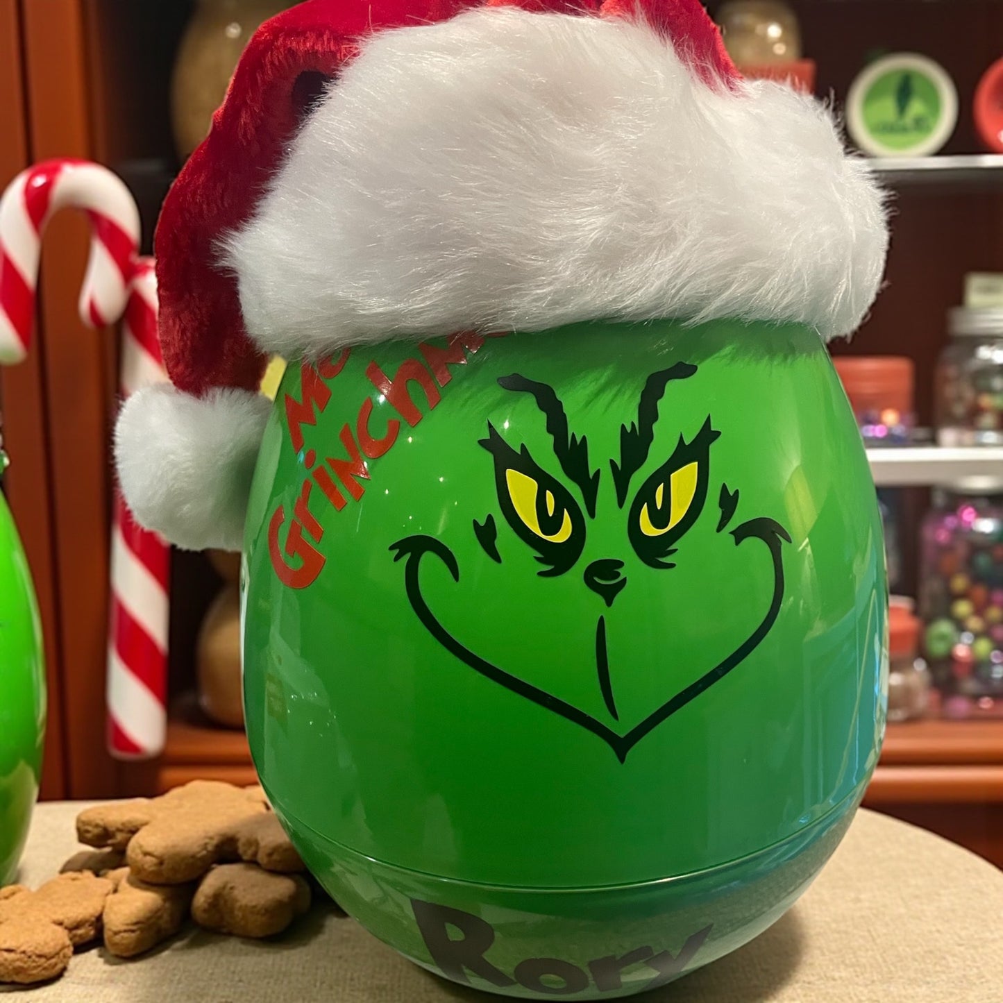 Jumbo Grinch Fillable Plastic Egg with Santa Hat personalised
