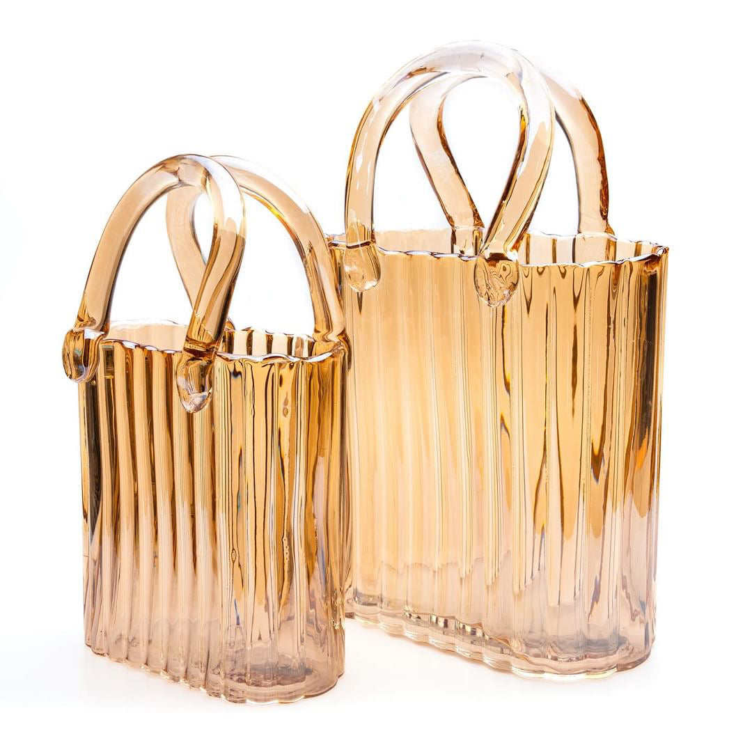 Glass Amber  Tote Bag Vases