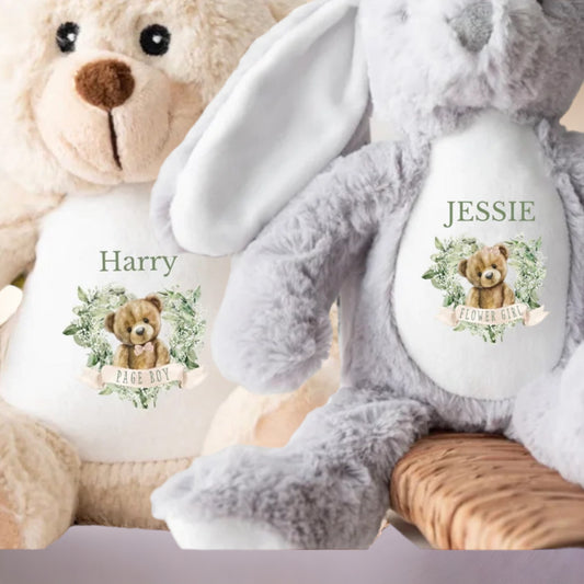 Page Boy & Flower Girls Personalised Bears / Bunnys Keepsake