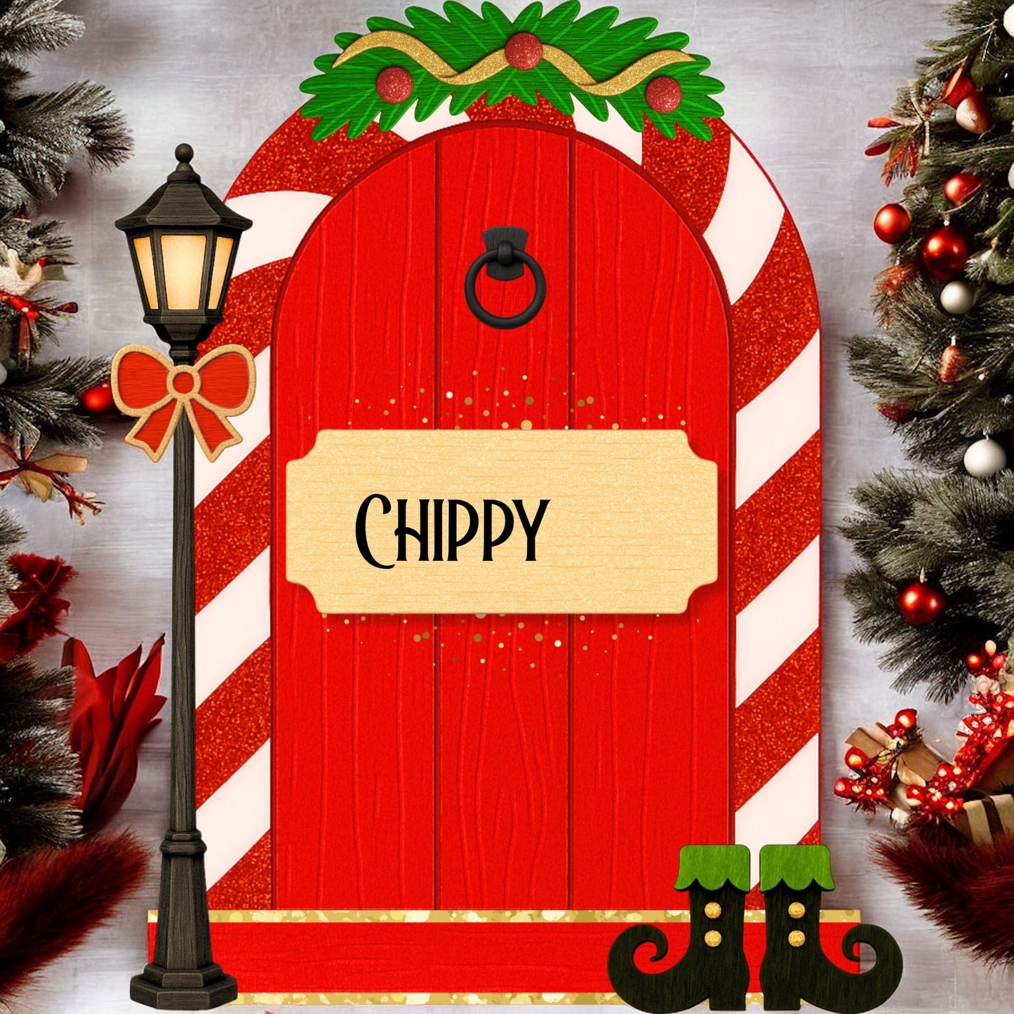 Elf Acrylic Door with Elf letter Personalised