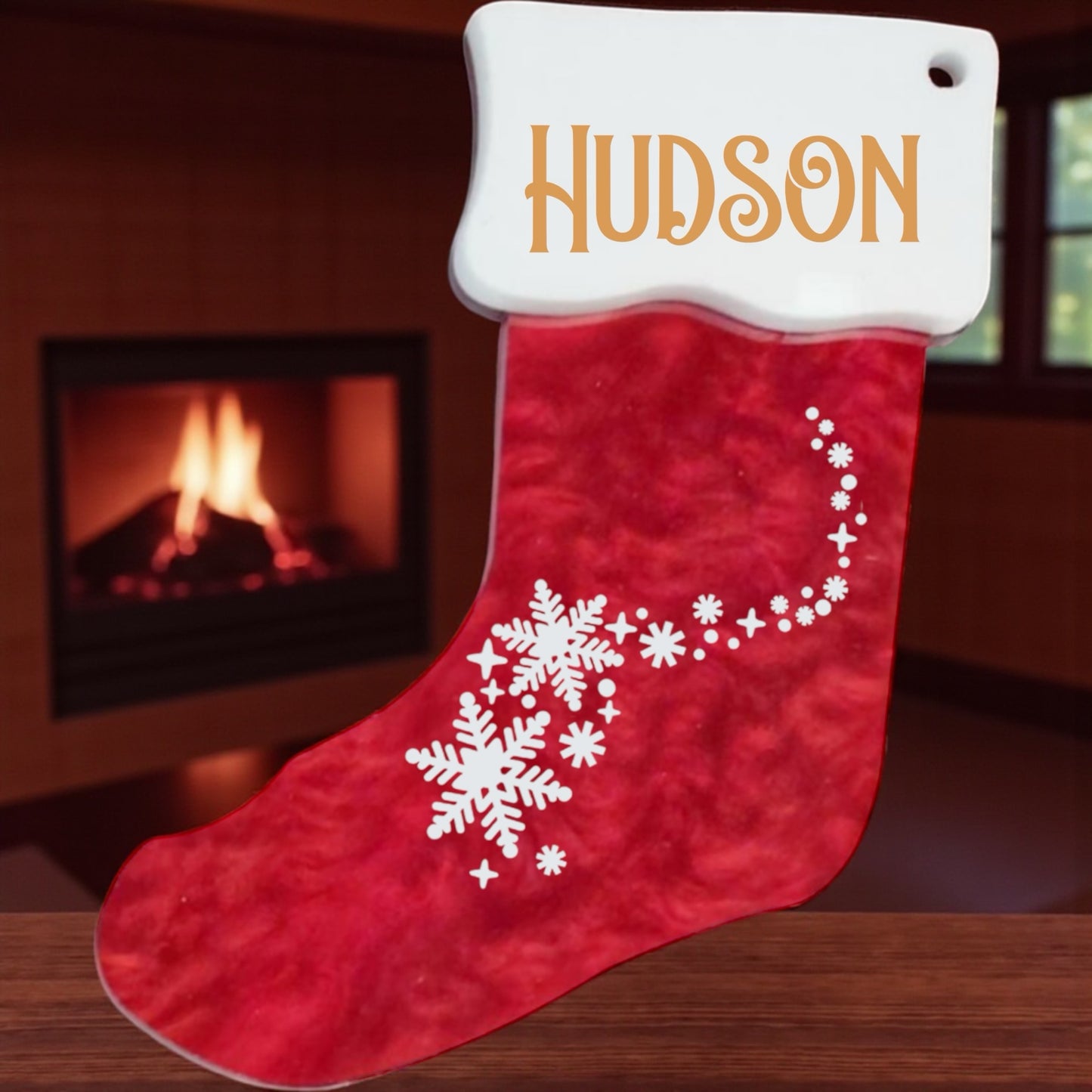 Acrylic festive stocking tree decoration