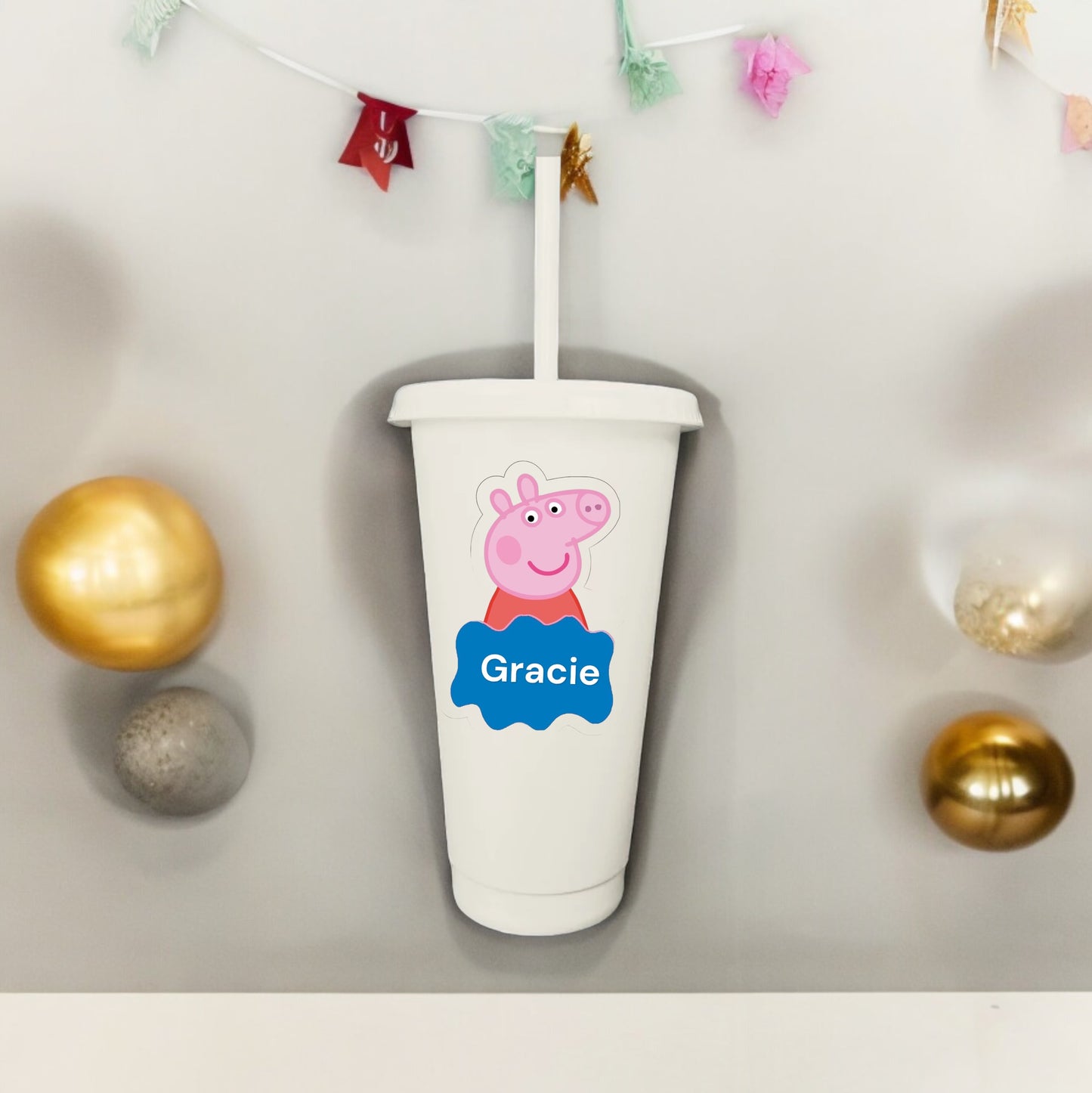 Peppa Pig Inspired 24oz Cold Cups / Personalised