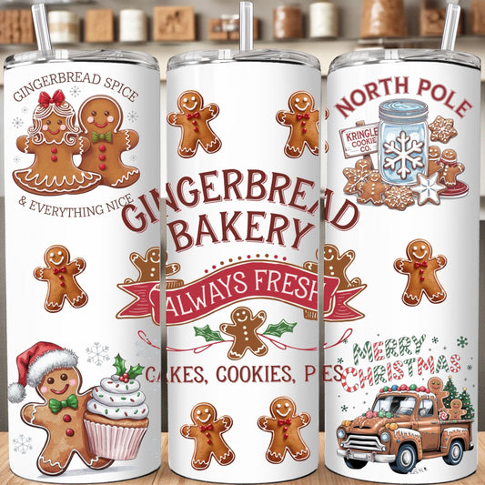 Gingerbread Bakery Christmas Insulated Cup 20oz