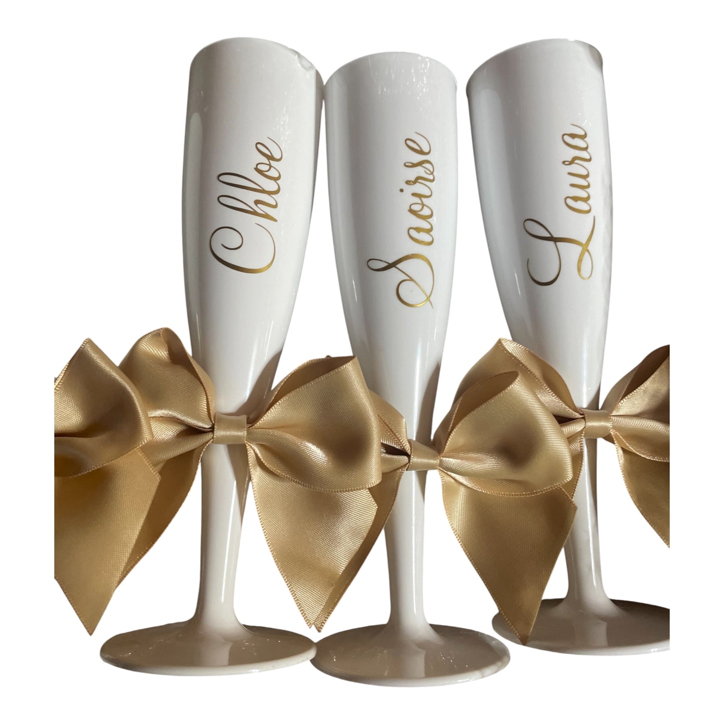 Personalised Flutes Champangne colour Bows