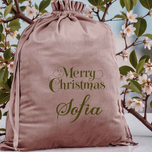 Rose Velvet Sacks Personalised  Large
