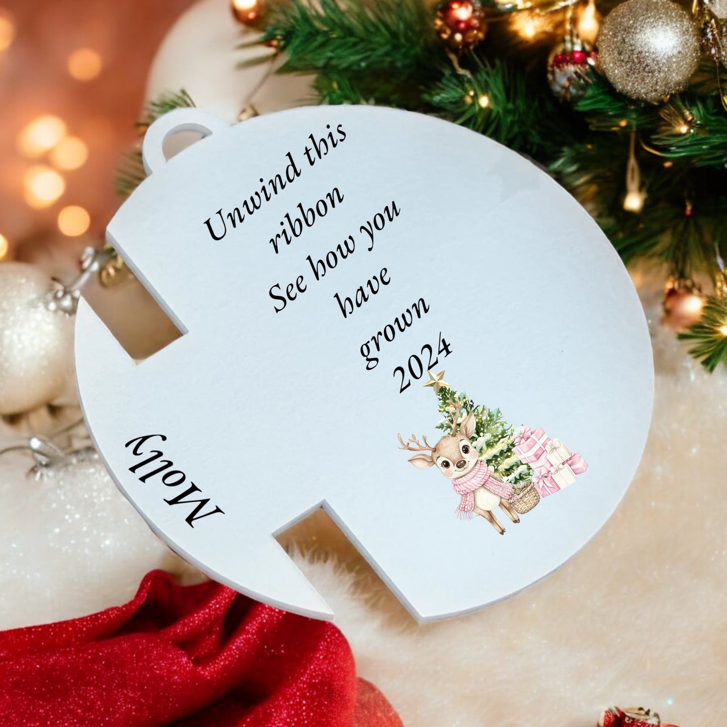 Acrylic Height ribbon Bauble / Personalised