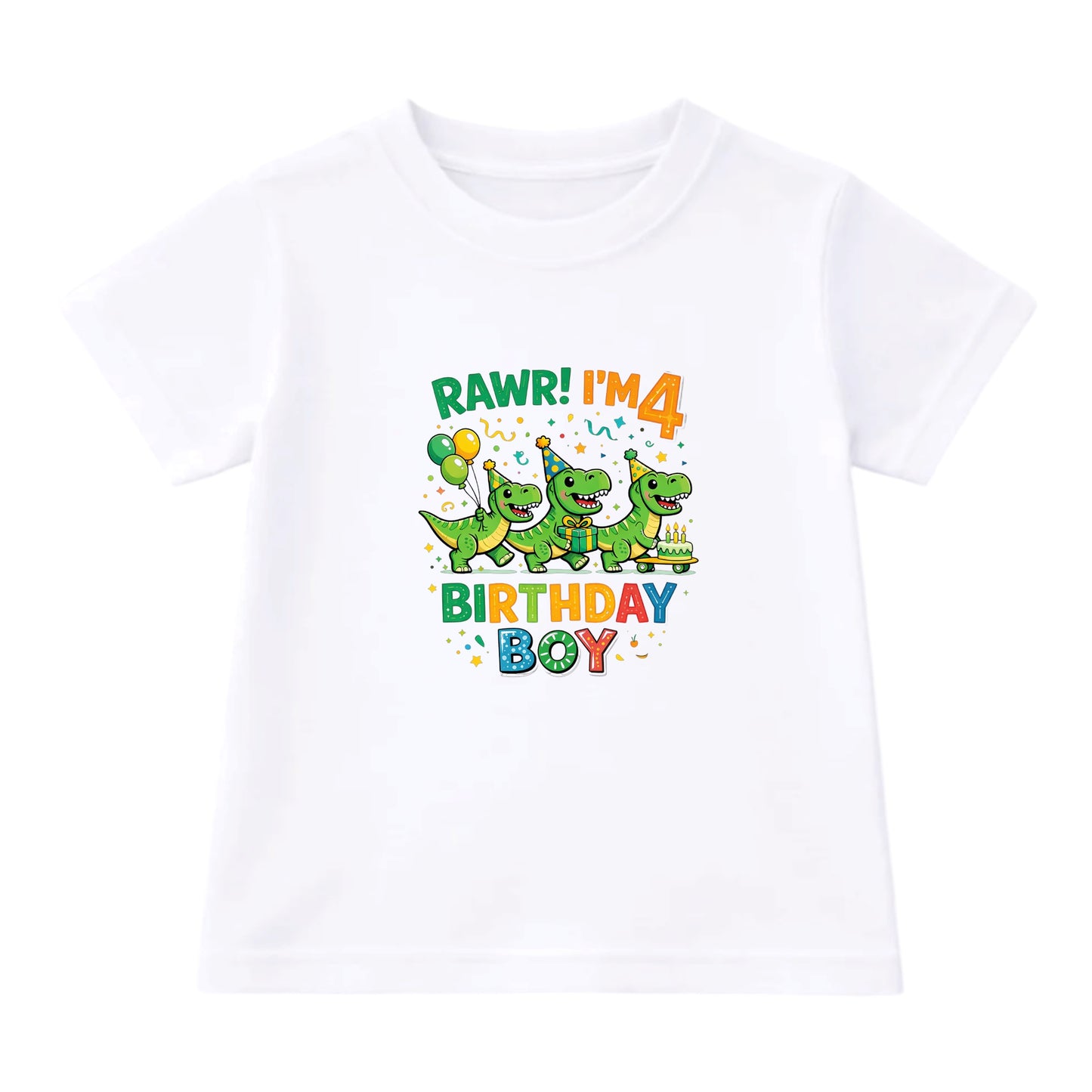 Dino theme Birthday T Shirt with a matching cake Topper
