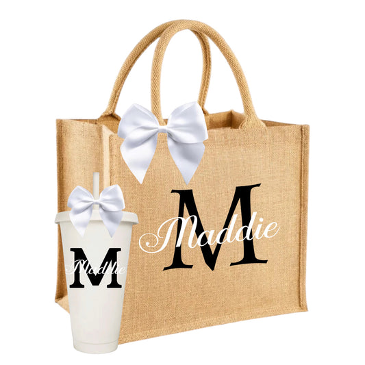 Matching bag and cup with name