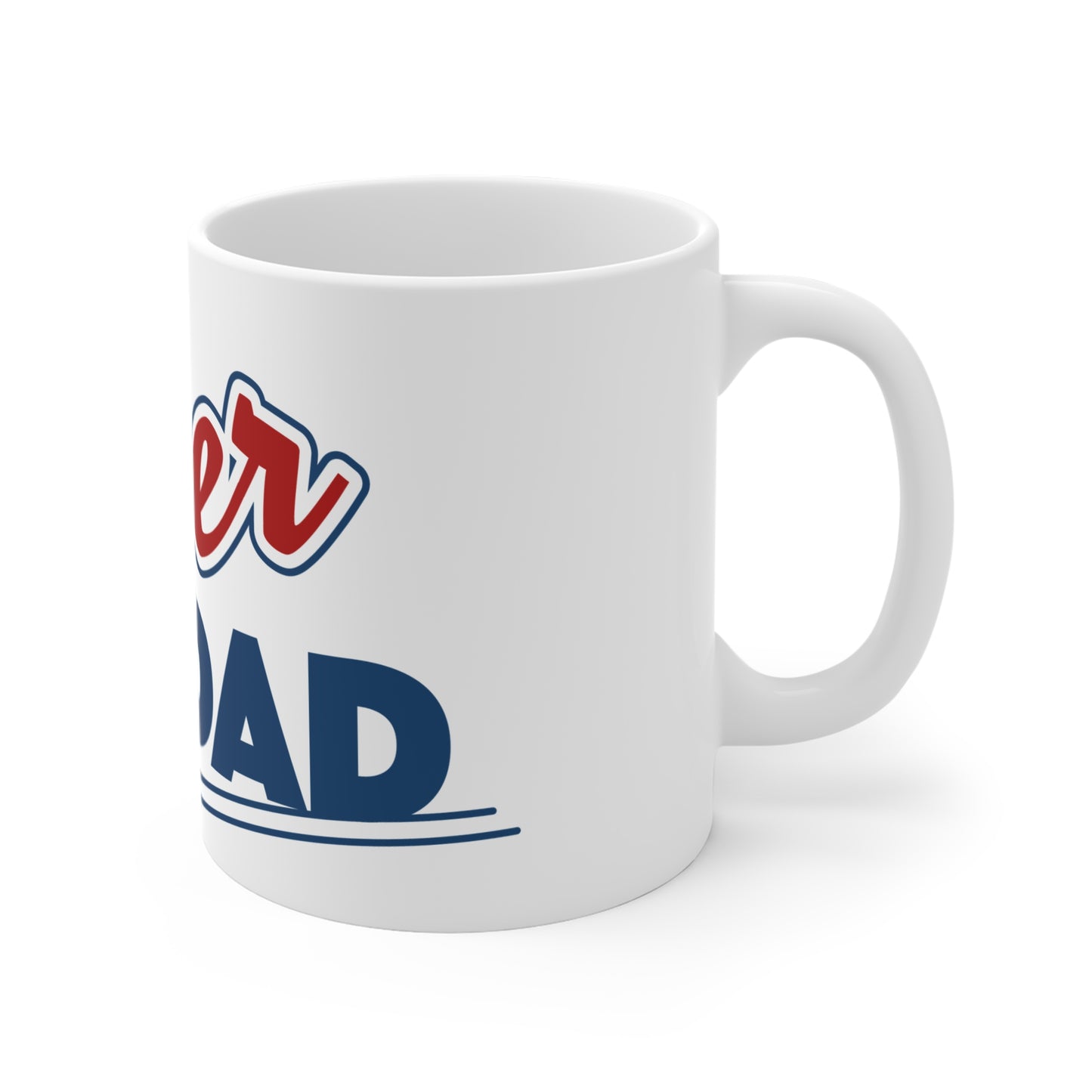 Super Dad 11oz Coffee Mug — Retro Red & Blue Father’s Day Gift