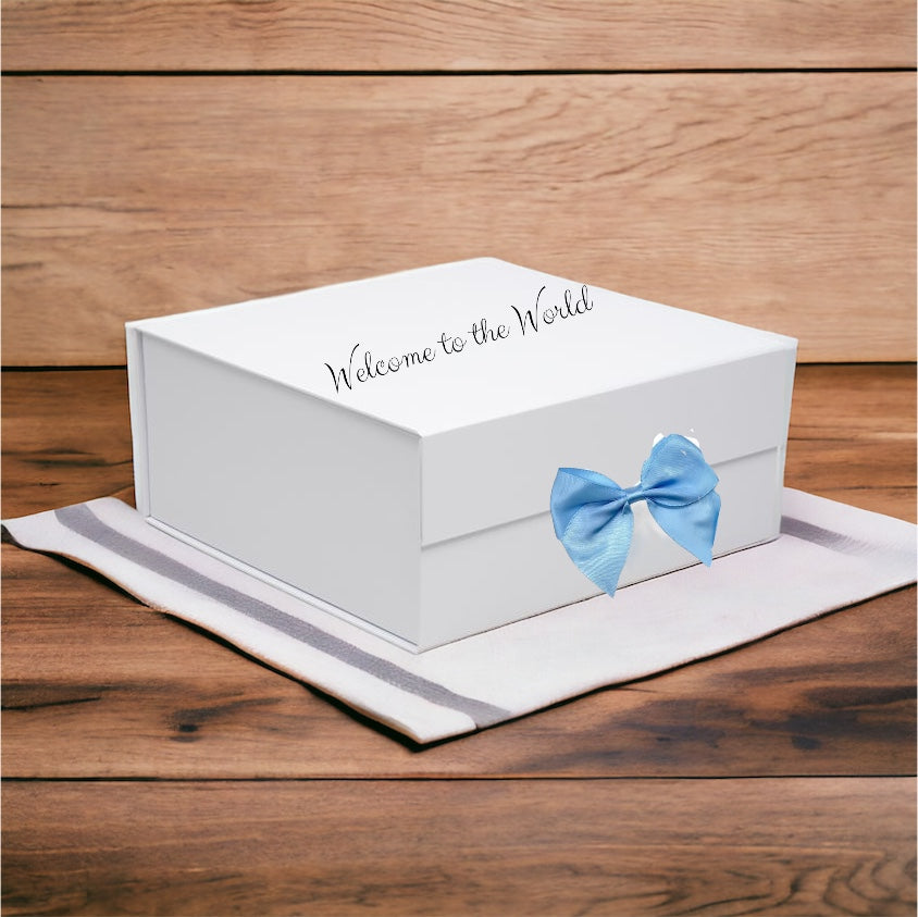 Welcome to the World Baby Gift Gift Set in a Magnetic keepsake Gift box Personalised