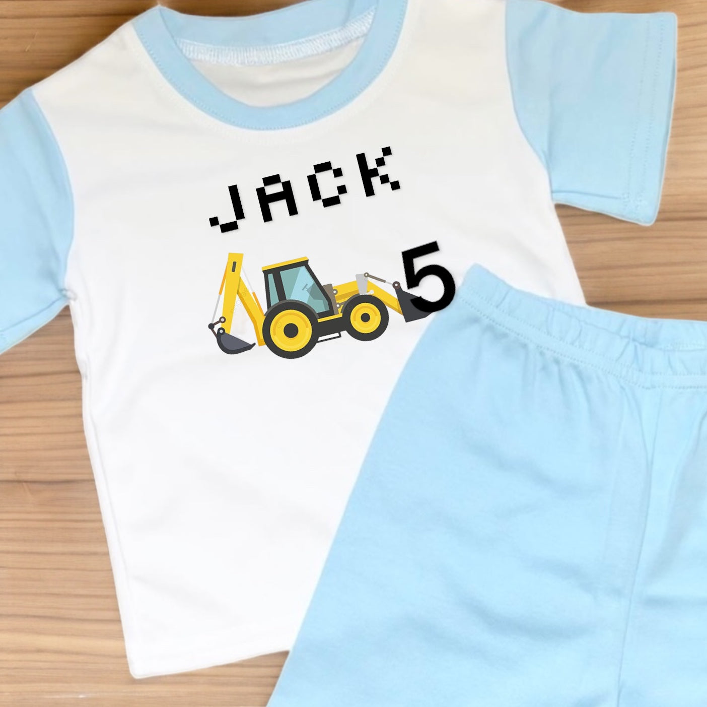 Personalised Digger PJS Birthday