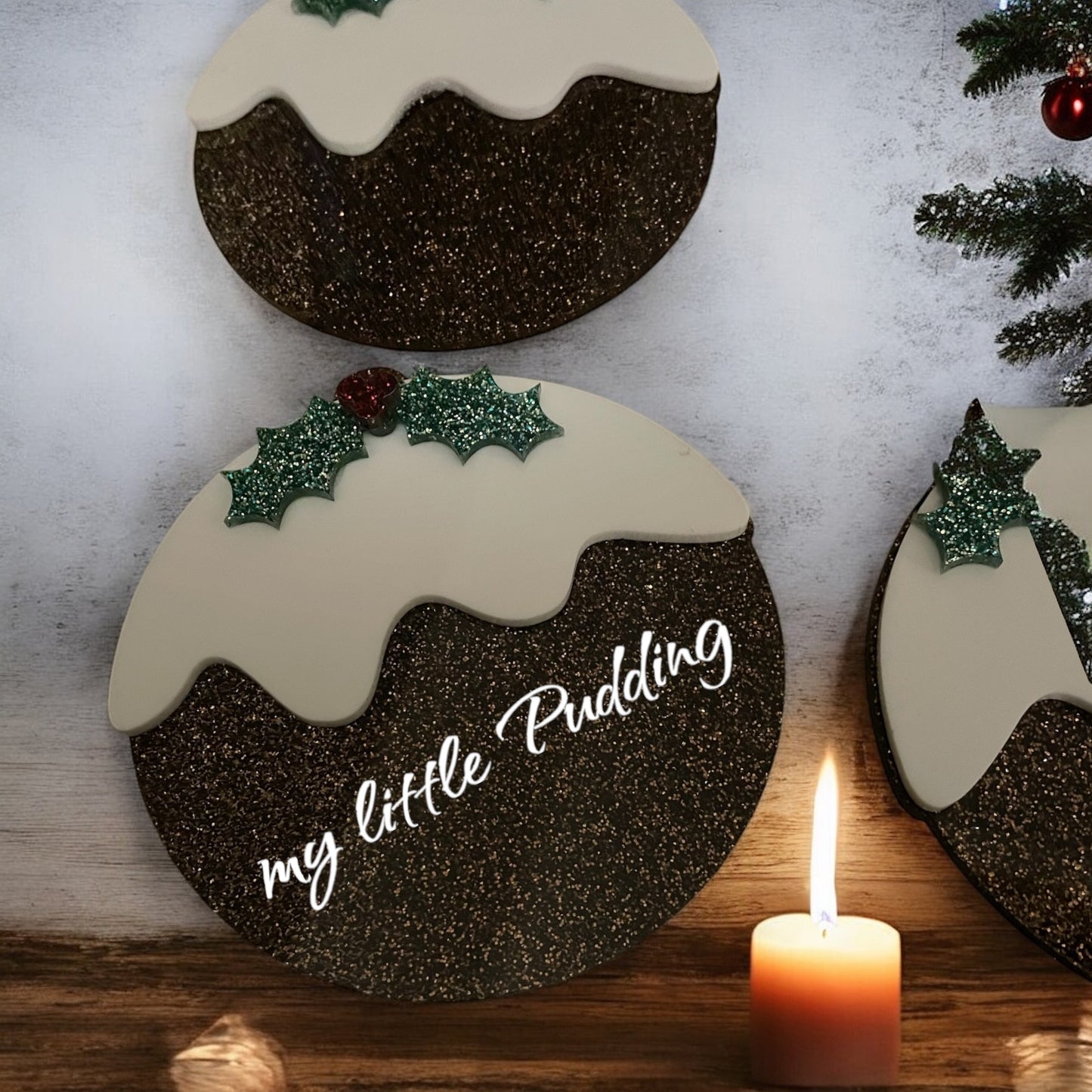 Christmas Pudding acrylic perosnalised Decoration