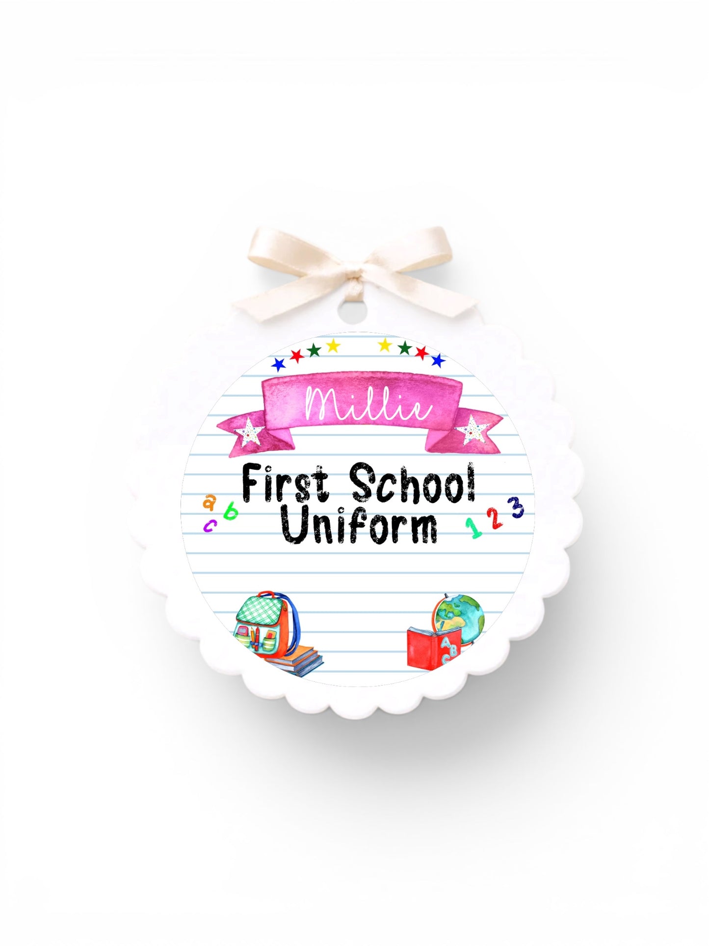 First uniform acrylic hanger tag personalised