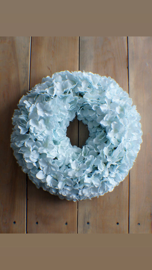 Artificial Baby Blue Hydrangea Wreath