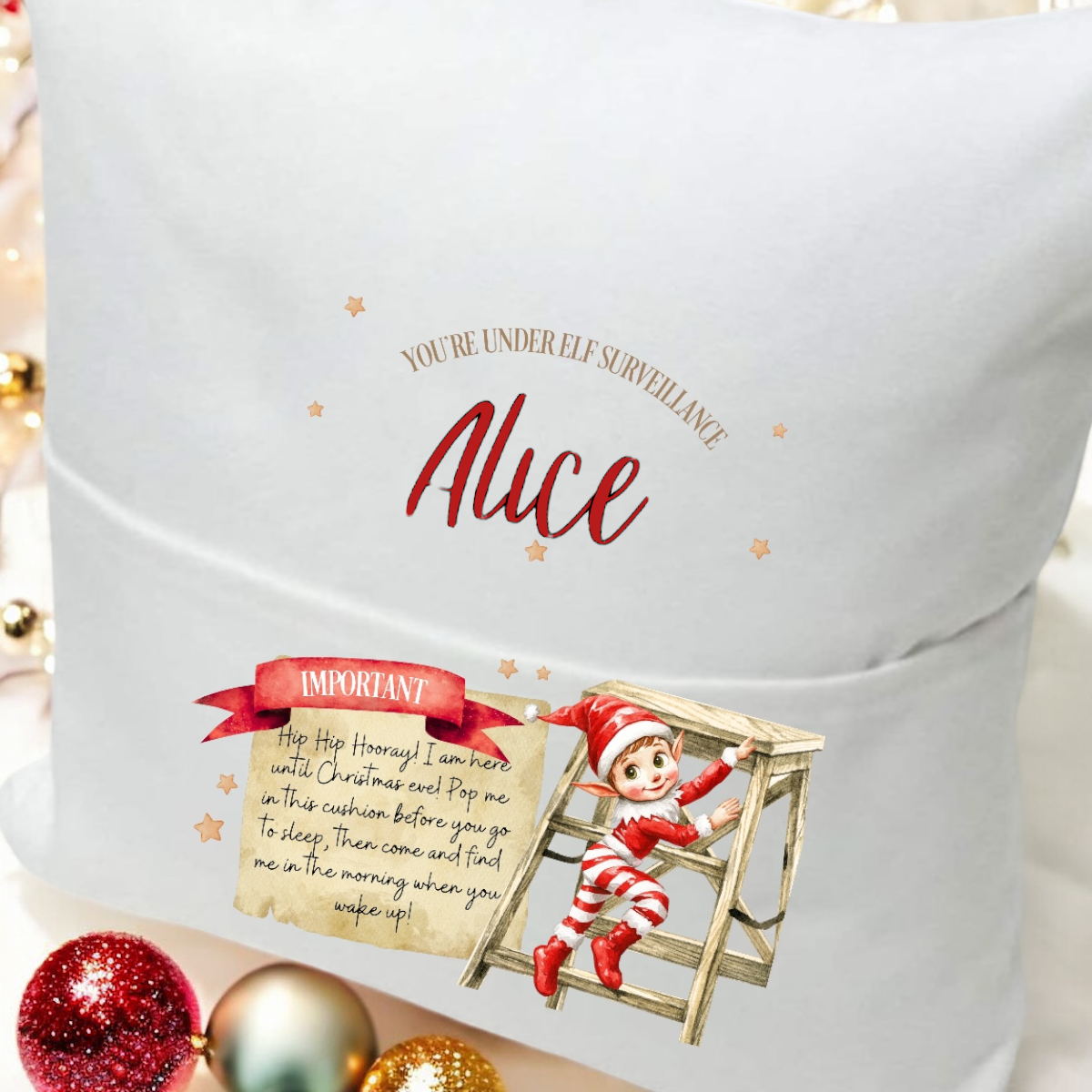 Elf Pocket Personalised Pocket Cushion with insert