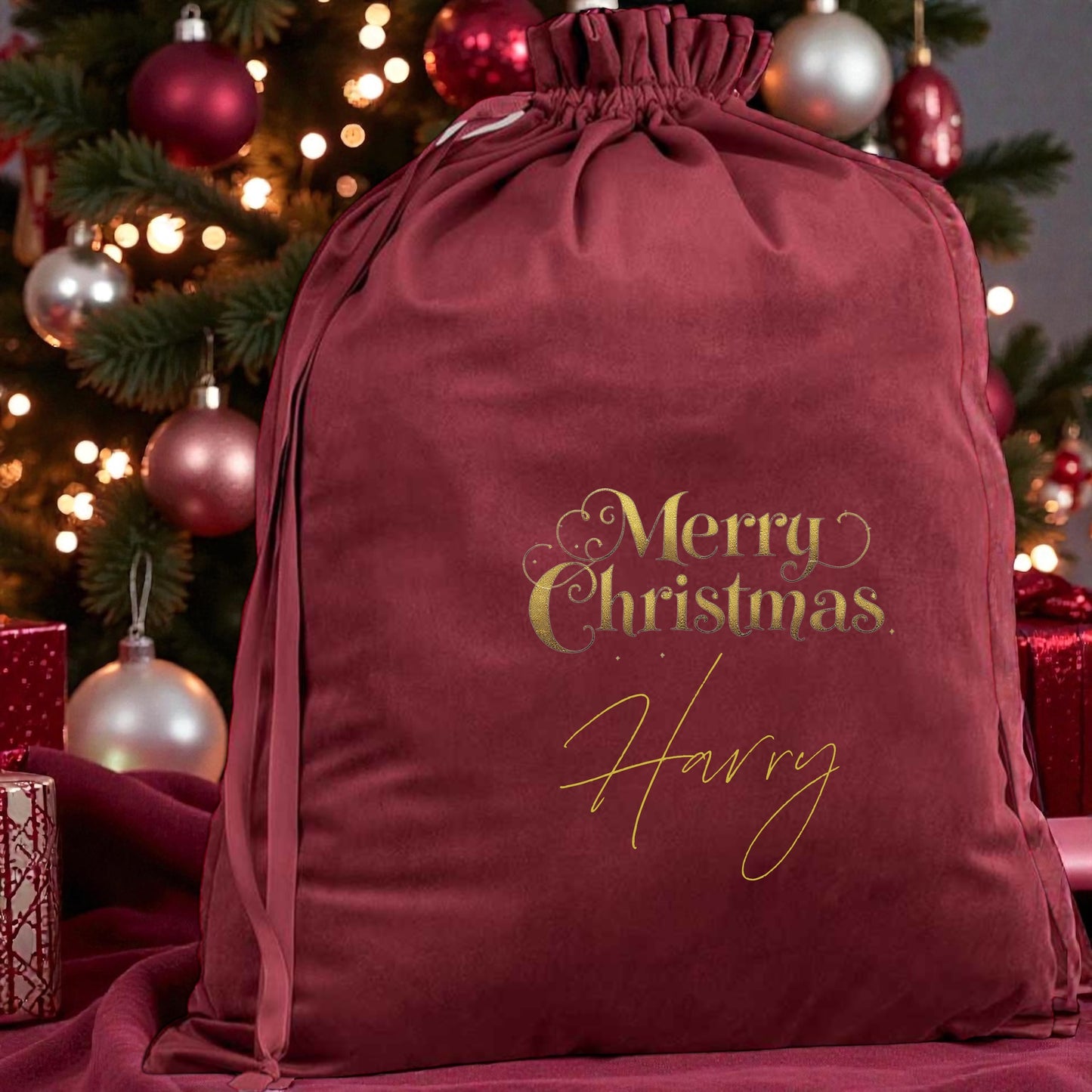 Rose Velvet Sacks Personalised  Large