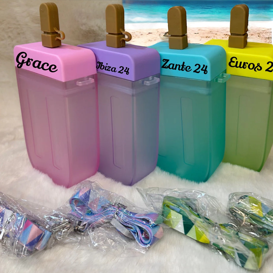 Lolly Water Drink Bottles with Strap