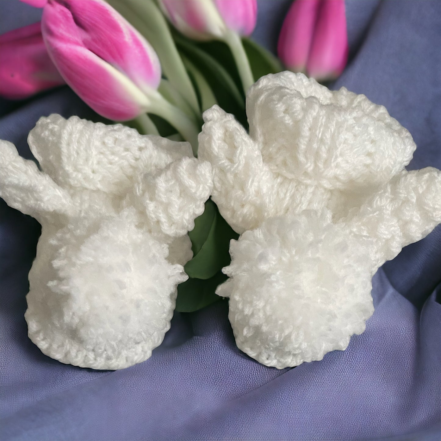 Hand knitted Baby Bunny Booties