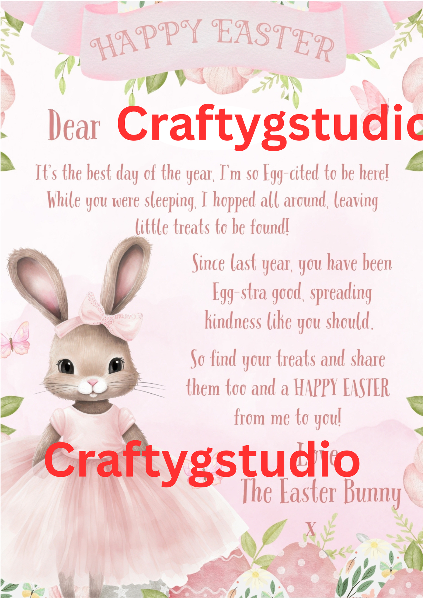 Personalised Easter Bunny Letter – Digital Download (Pink or Blue)