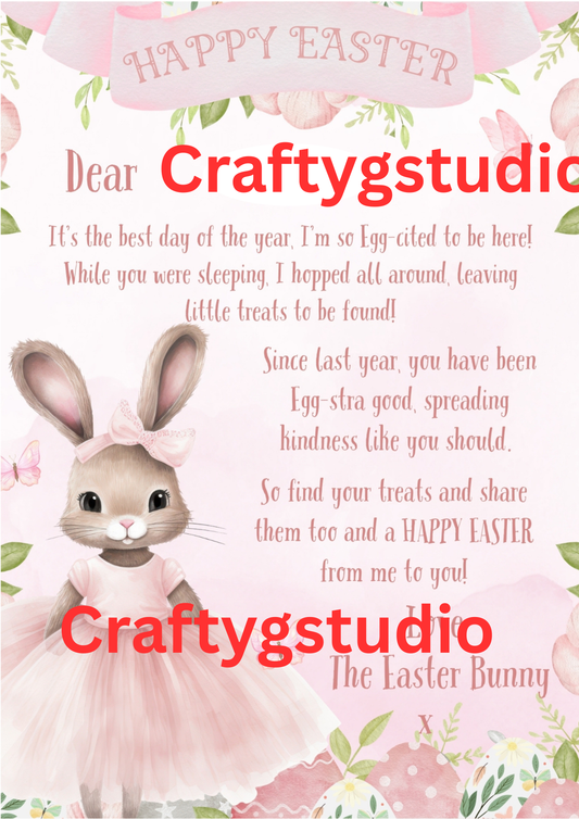 Personalised Easter Bunny Letter – Digital Download (Pink or Blue)