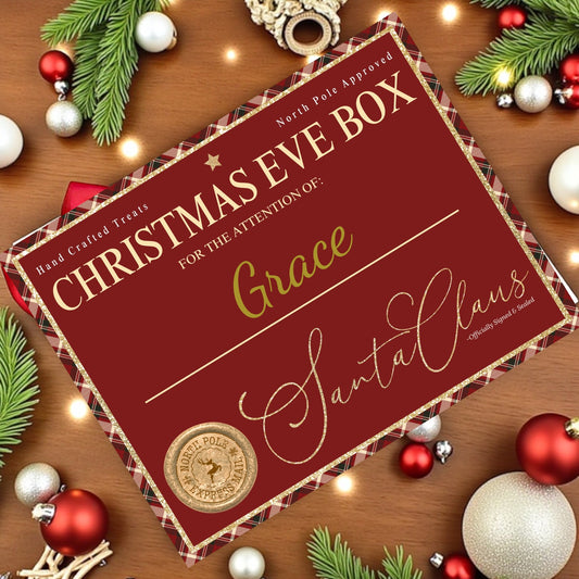 Tartan Christmas Eve Magnetic box with nice letter