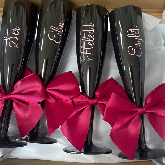 Personalised black Champagne Glasses