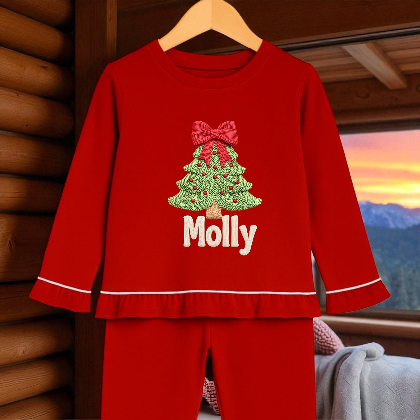 Christmas Believes Frill Christmas PJS Personalised