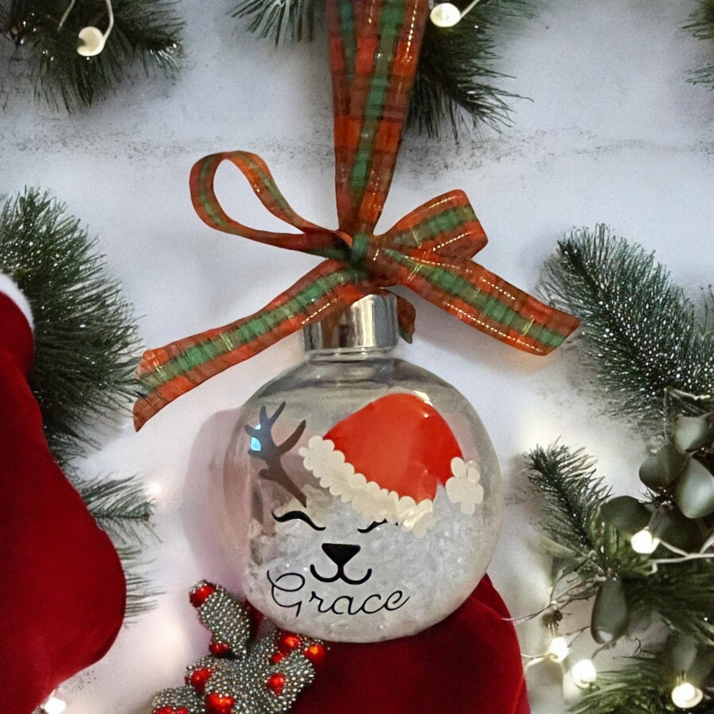 Personalised Reindeer 10cm Baubles