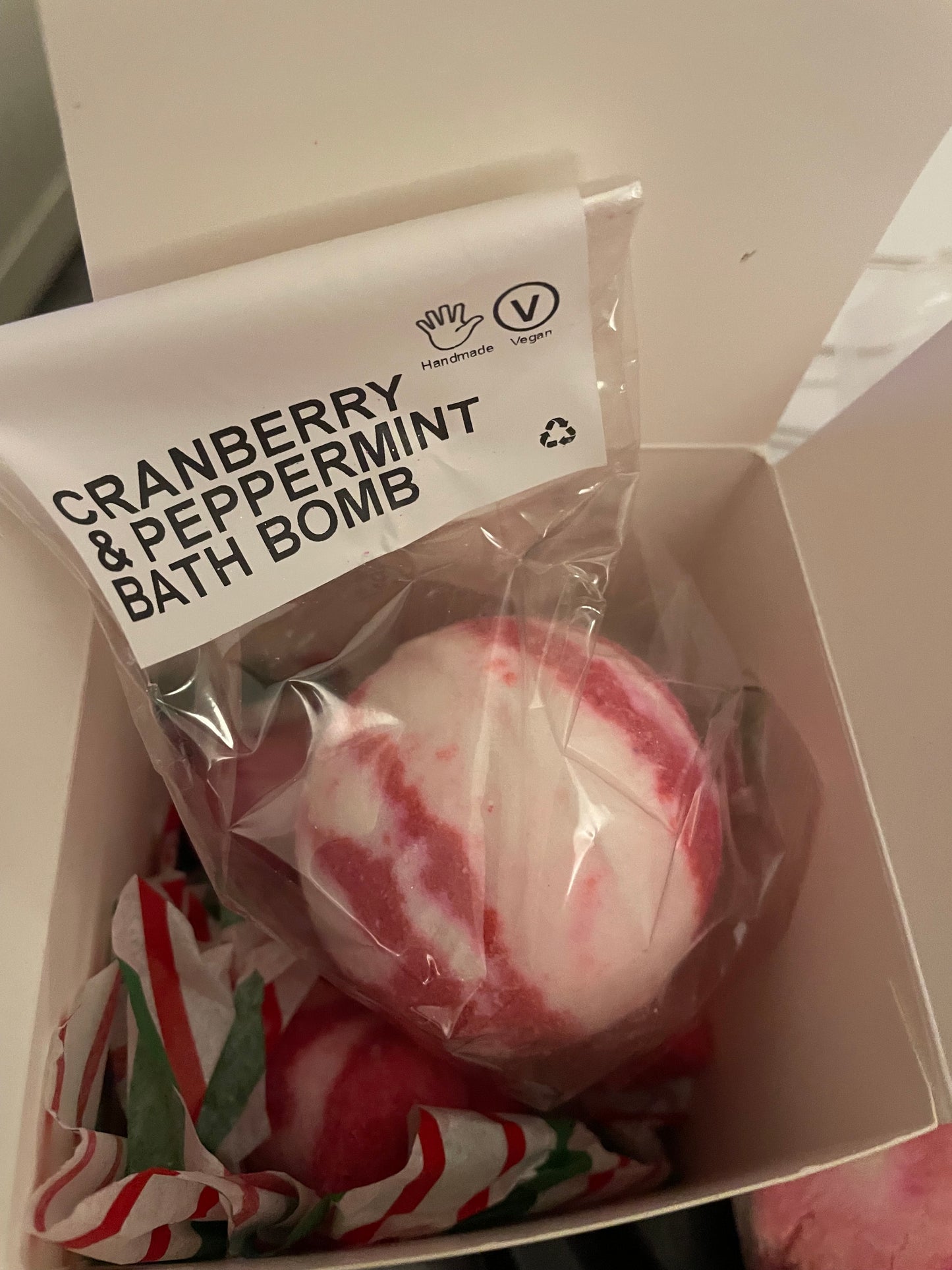 Candy Cane Bath Bomb and bath shots gift set