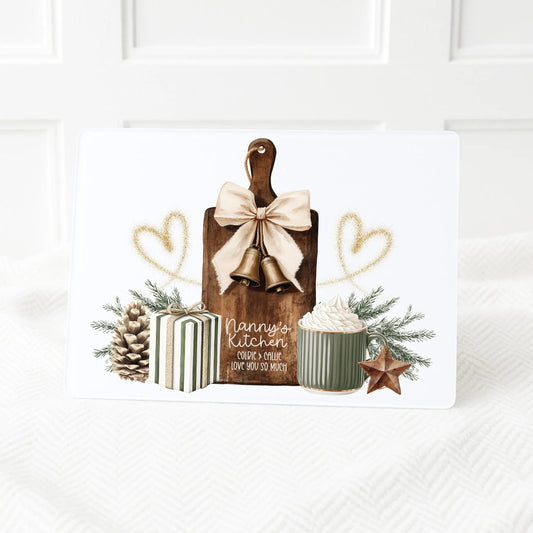 Festive glass chopping board