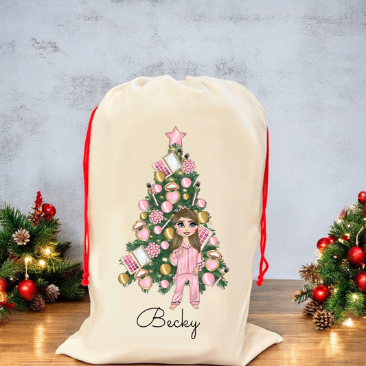 Stripe PJ Christmas sack Personalised