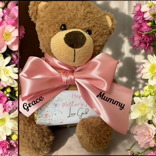 Large Personalised Bear Mother’s Day with galaxy Bar