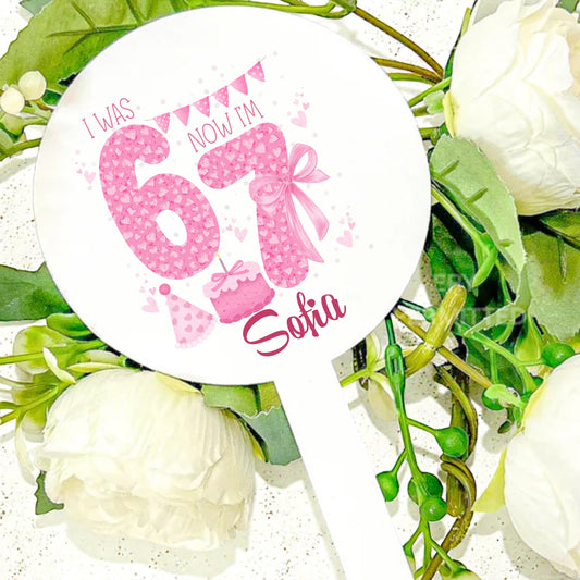 I was 6 now I am 7 Cake Topper