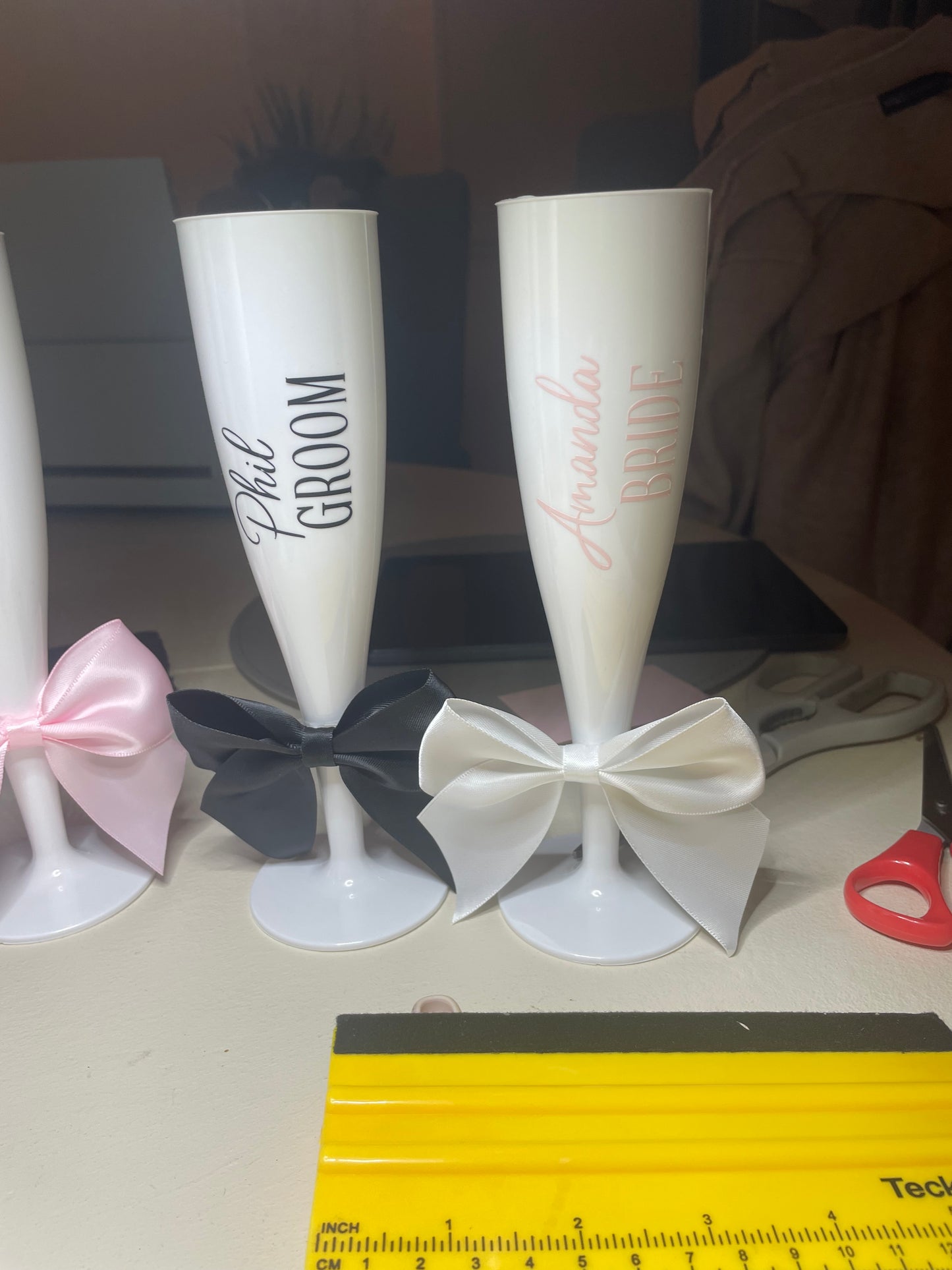 Personalised Wedding /Party / Celebration  Flutes with Pearls