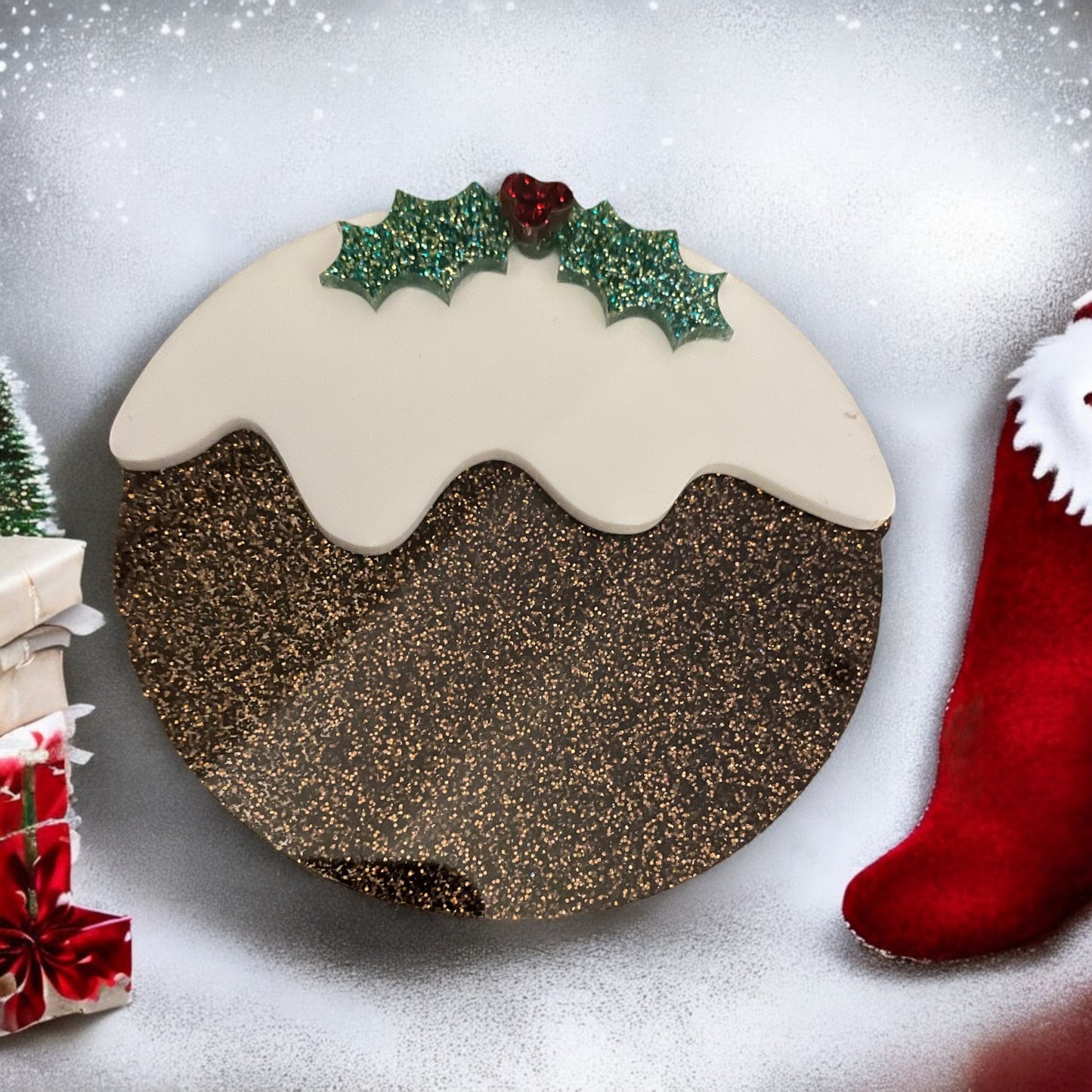 Christmas Pudding acrylic perosnalised Decoration