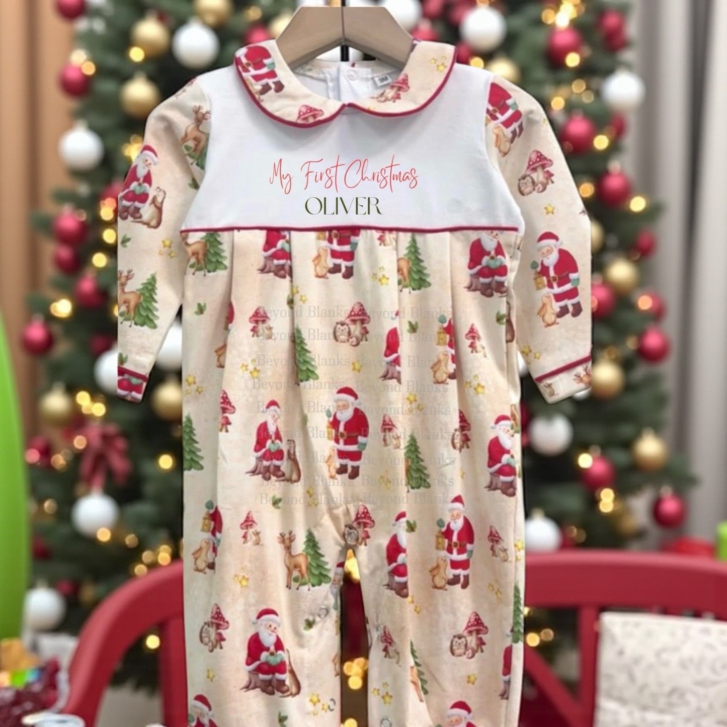Festive Romper bibbed personalised suit