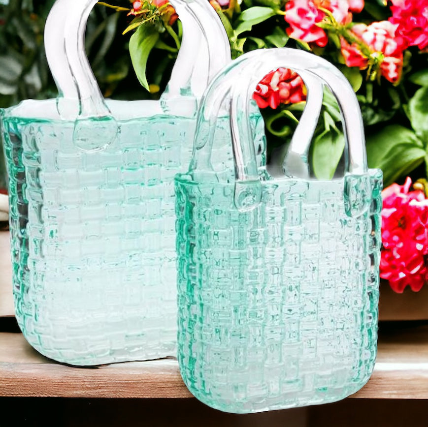 Glass Tote Bag Vases