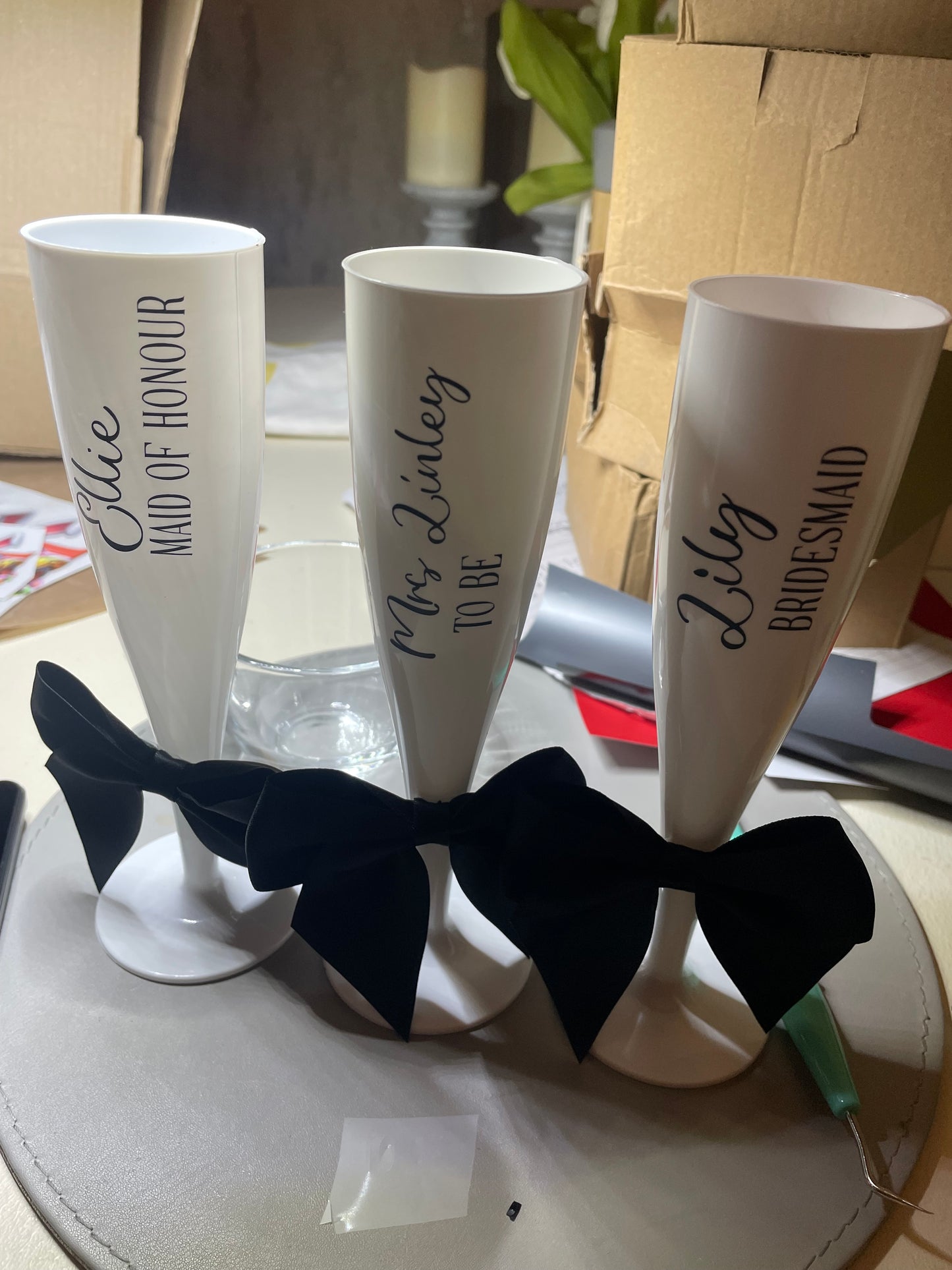 Personalised Wedding /Party / Celebration  Flutes with Pearls
