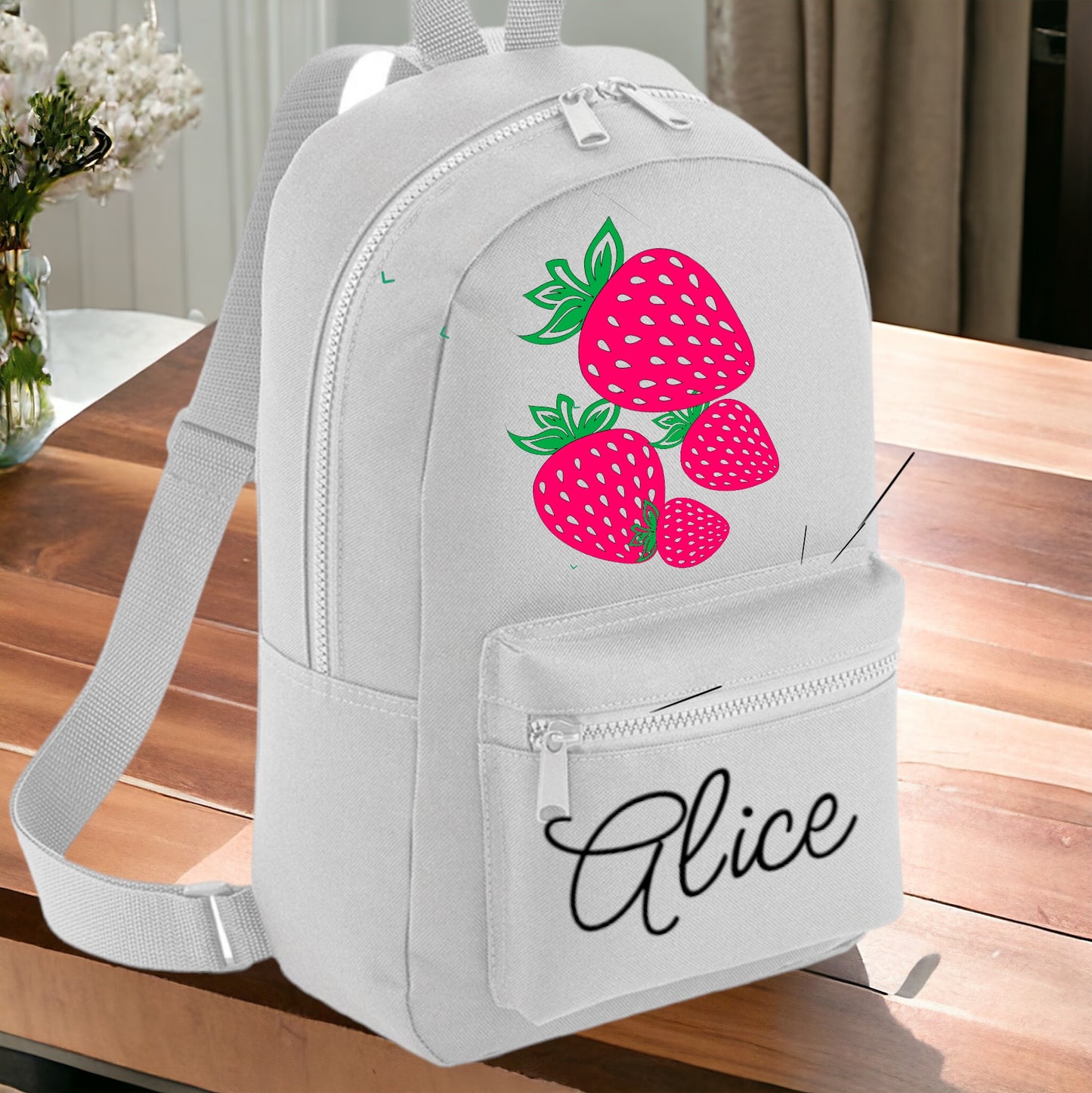 Strawberry Rucksack and matching Cup Personalised