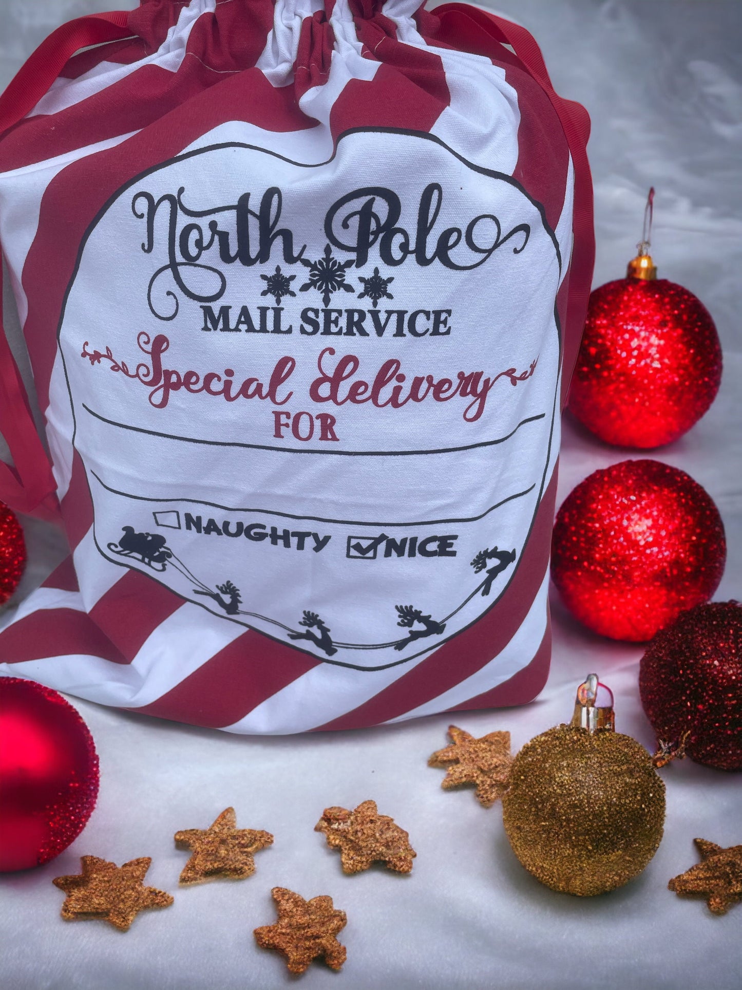 North Pole Sacks / Santa sacks personalised : Christmas sacks
