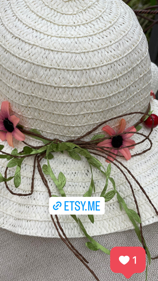 Girls Flower  Sun Hat